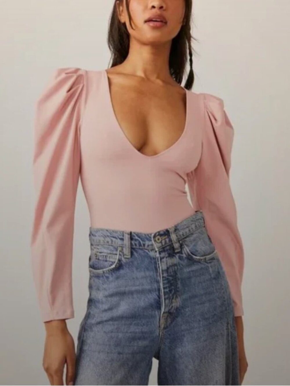 Free People "Va Va Voop" Long Sleeve Bodysuit MSRP $78